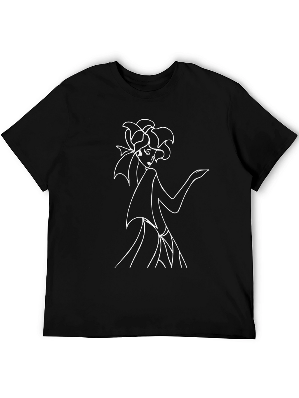 Black T-Shirt with Fashion Illustration