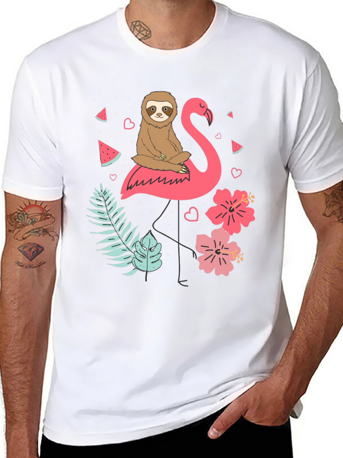 Sloth and Flamingo Graphic Tee
