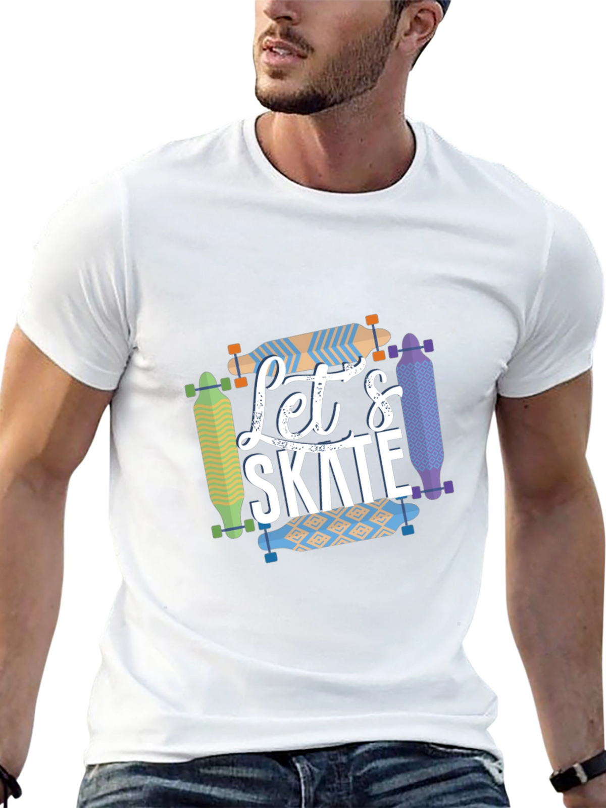 Lets Skate Graphic T-Shirt - Skateboarder Style