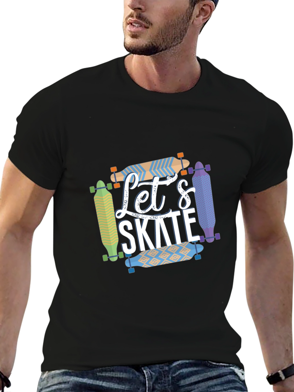 Lets Skate Graphic T-Shirt - Skateboarder Style