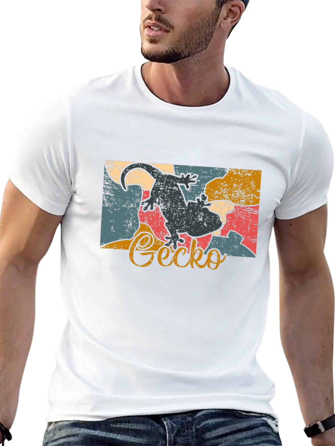 Retro Gecko Graphic Tee - Cool Lizard Lover Shirt