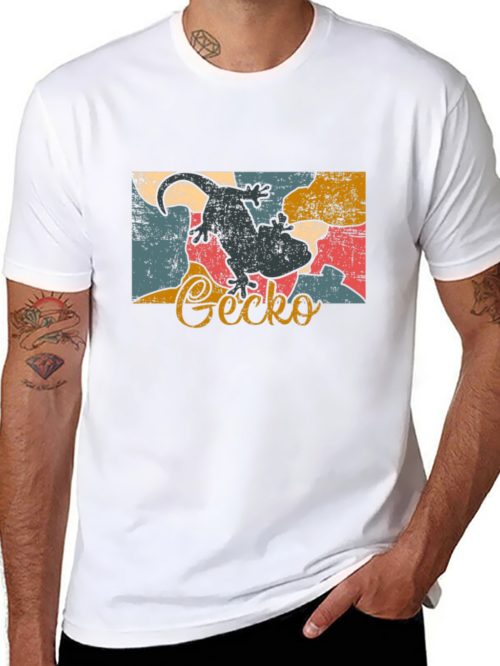 Retro Gecko Graphic Tee - Cool Lizard Lover Shirt