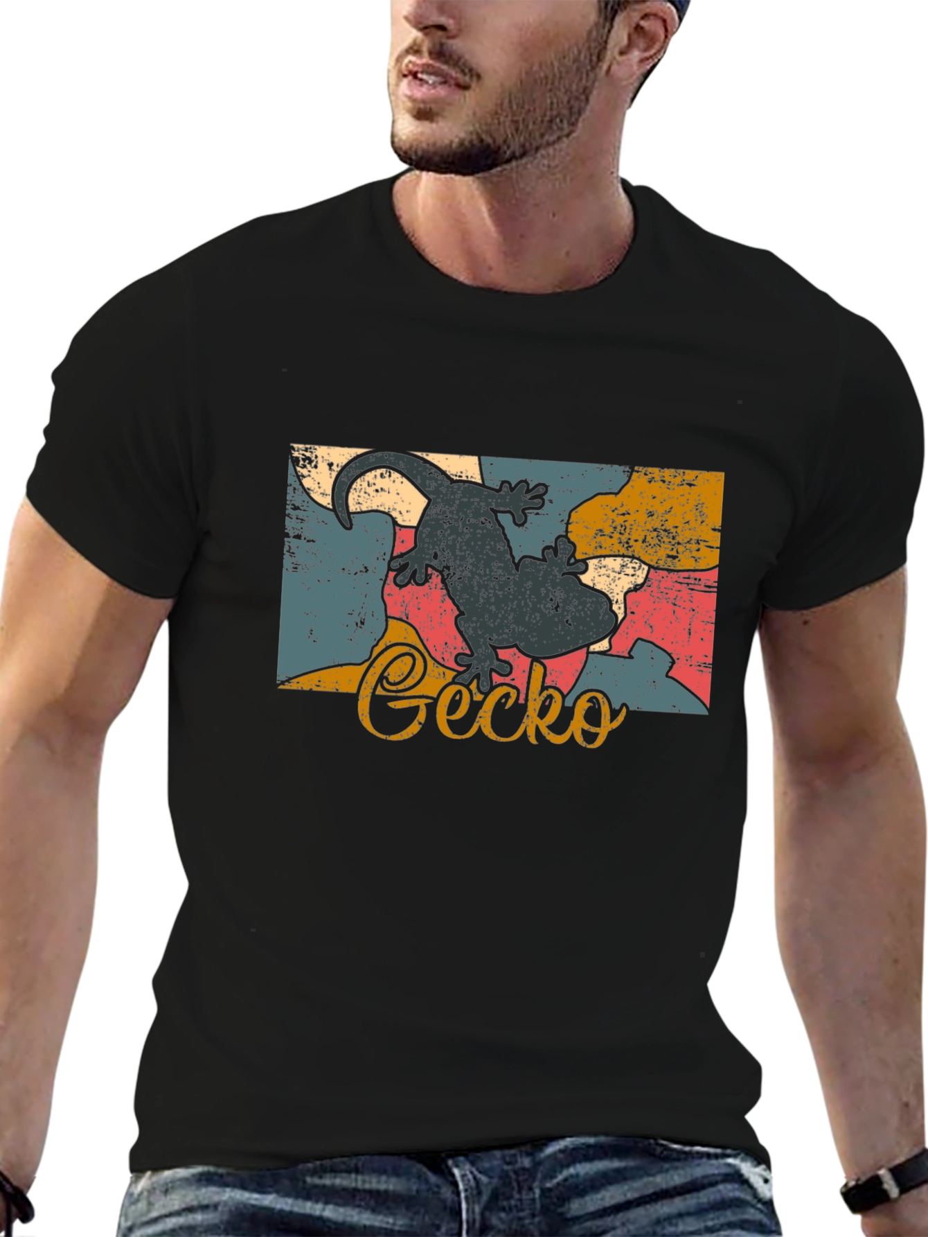 Retro Gecko Graphic Tee - Cool Lizard Lover Shirt