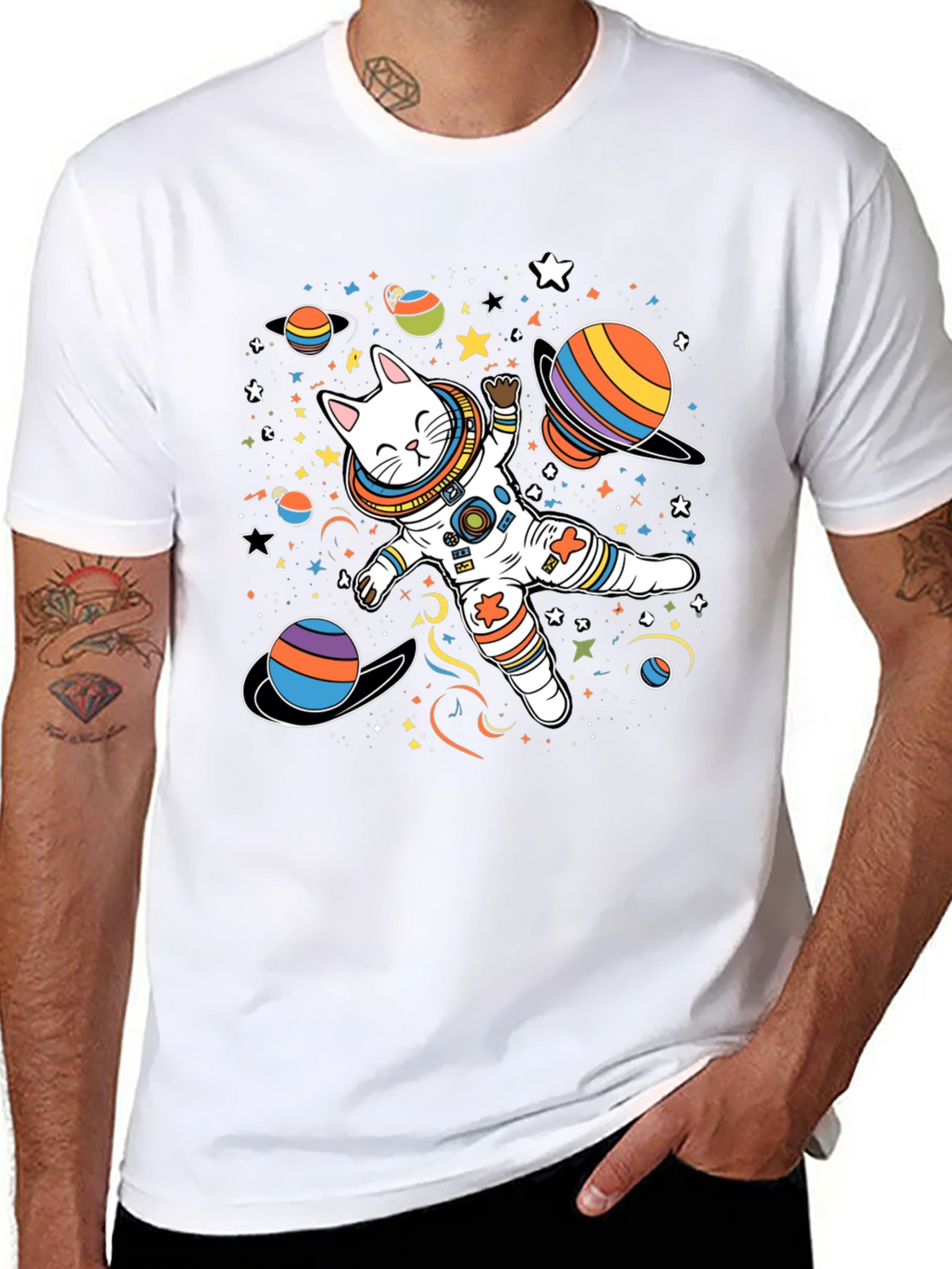 Cosmic Cat Astronaut T-Shirt - Space Adventure