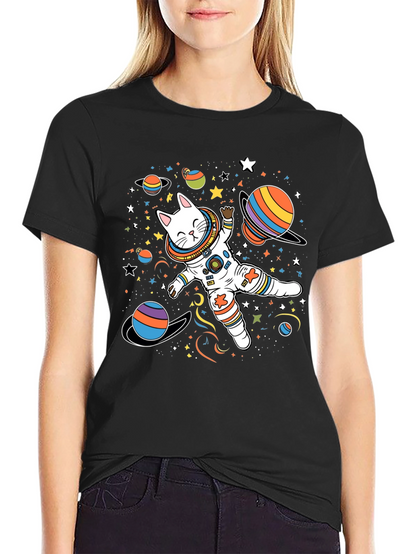 Cosmic Cat Astronaut T-Shirt - Space Adventure