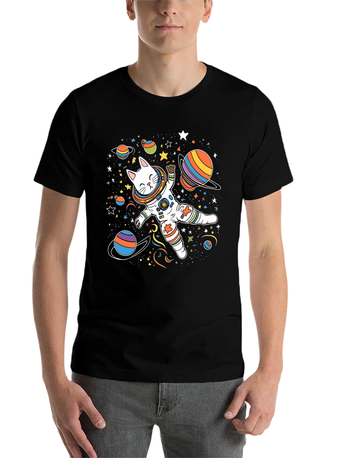 Cosmic Cat Astronaut T-Shirt - Space Adventure