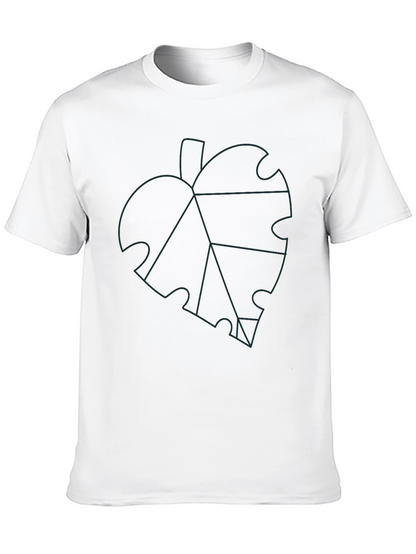 Geometric Leaf Graphic Tee - Black
