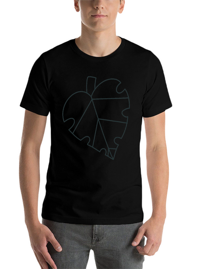 Geometric Leaf Graphic Tee - Black