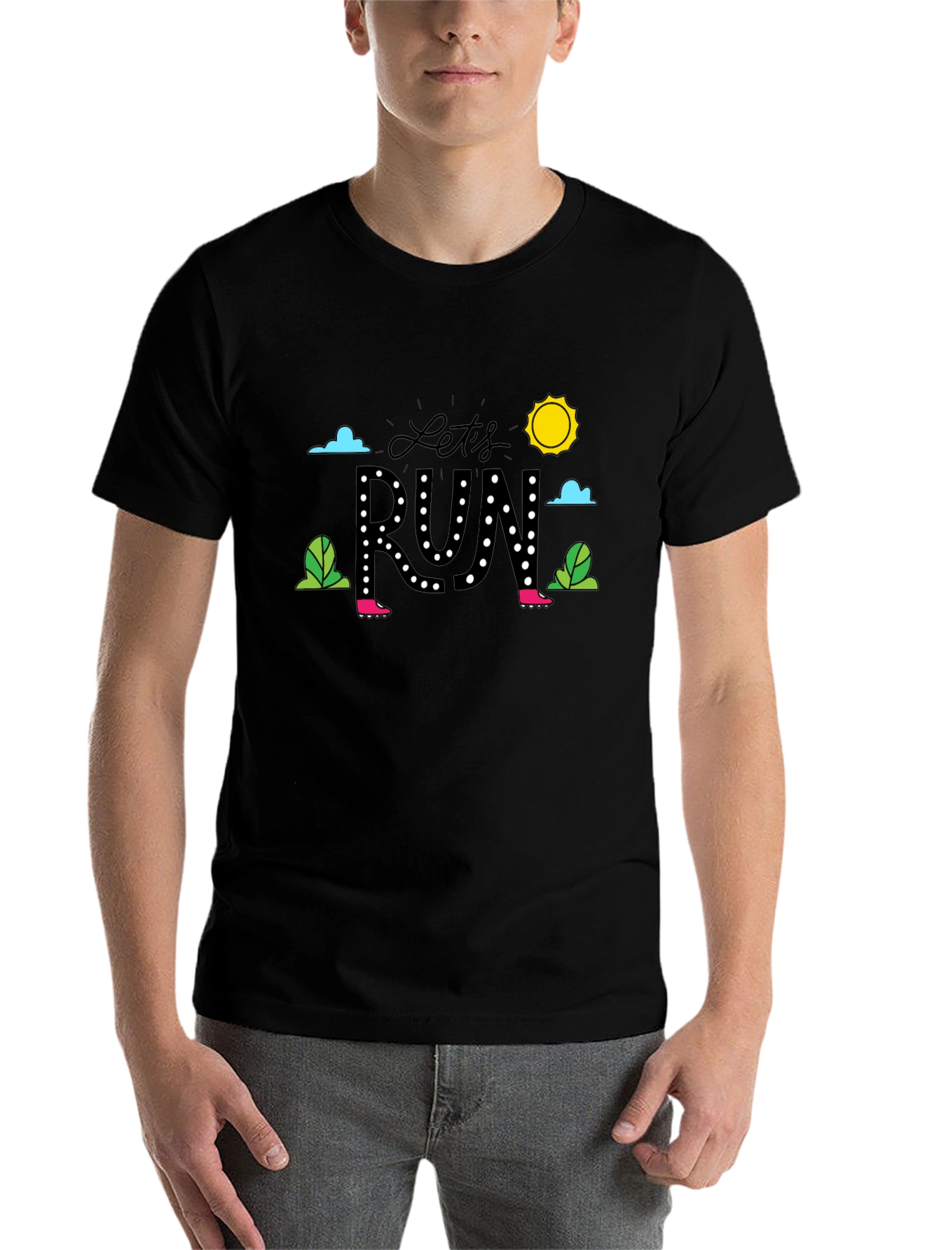 Lets Run Graphic T-Shirt - Black