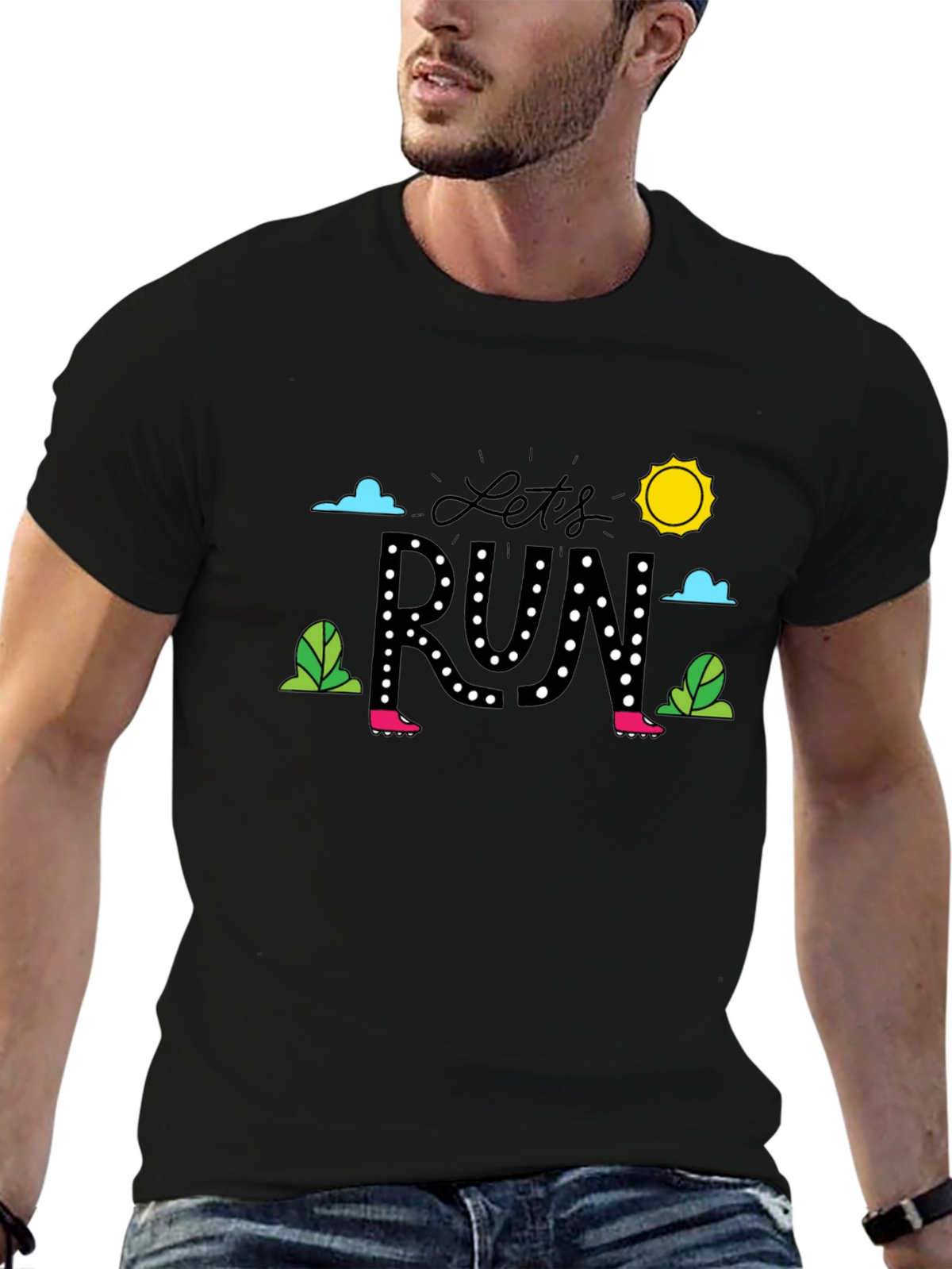 Lets Run Graphic T-Shirt - Black