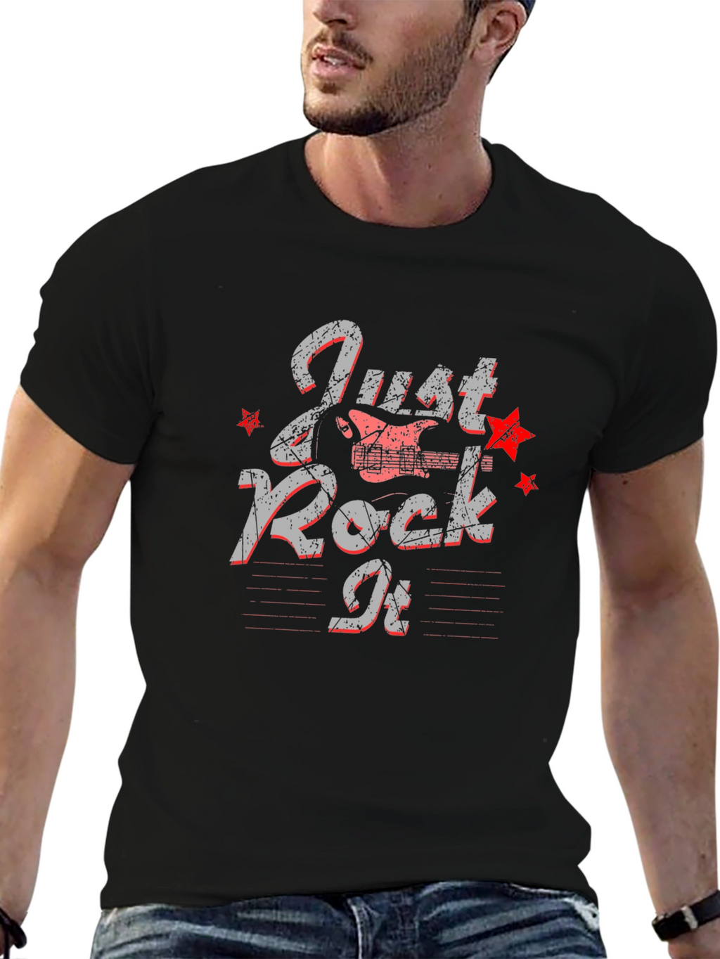 Just Rock It Graphic Print Black T-Shirt