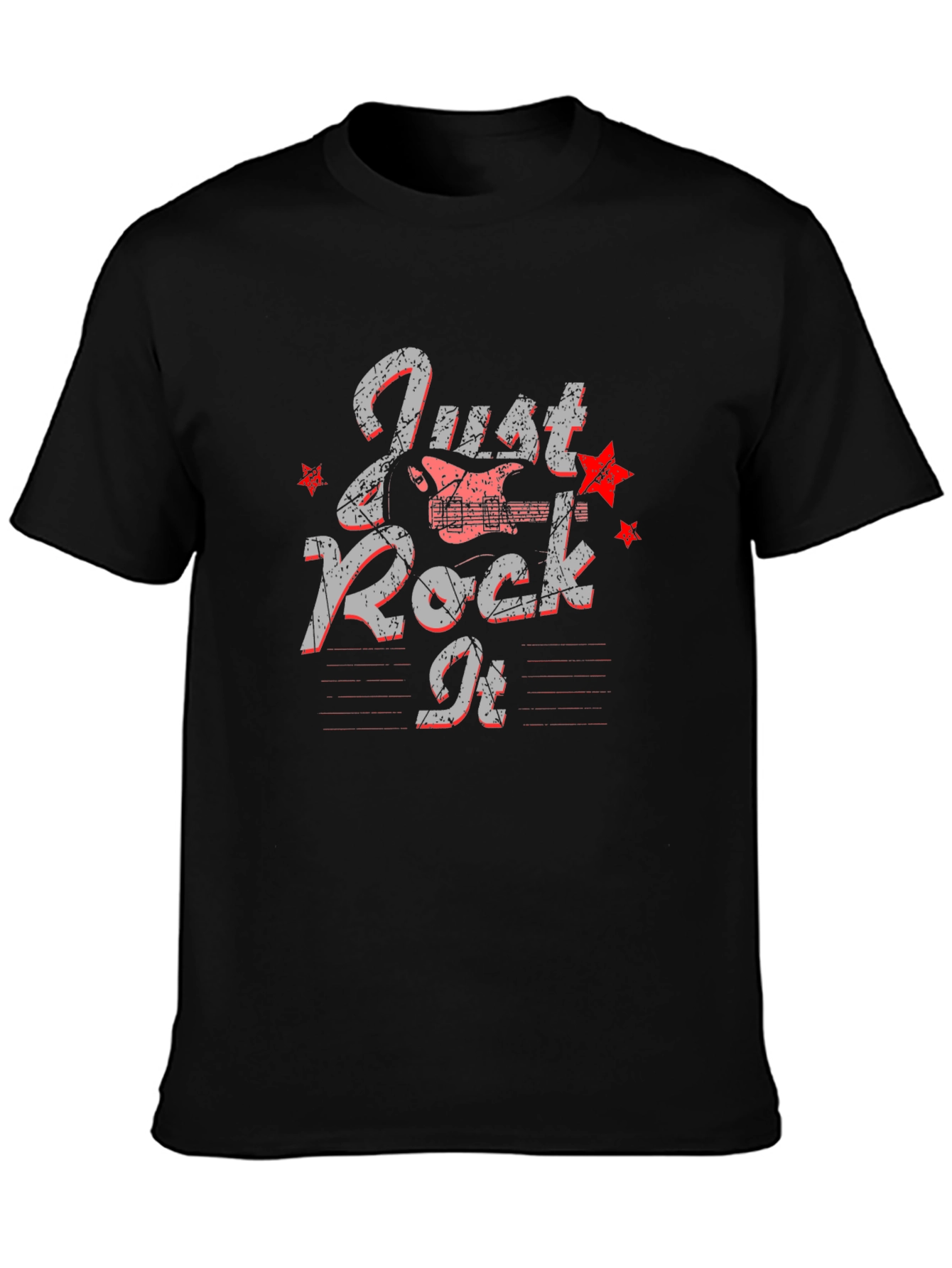 Just Rock It Graphic Print Black T-Shirt