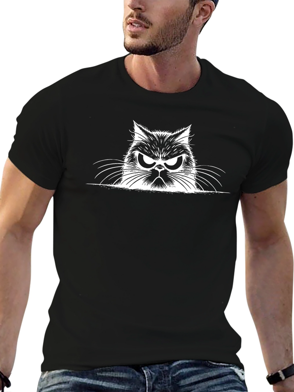 Grumpy Cat Graphic Tee - Mens Black T-Shirt