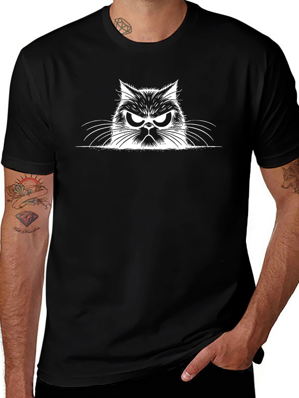 Grumpy Cat Graphic Tee - Mens Black T-Shirt