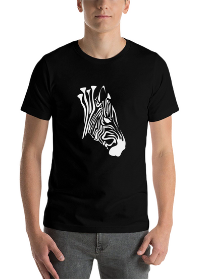 Zebra Head Graphic Print Black T-Shirt