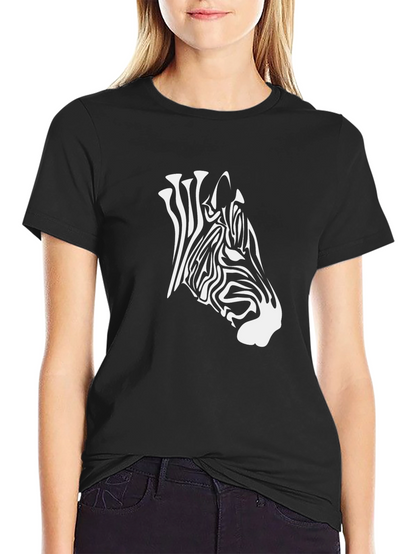 Zebra Head Graphic Print Black T-Shirt