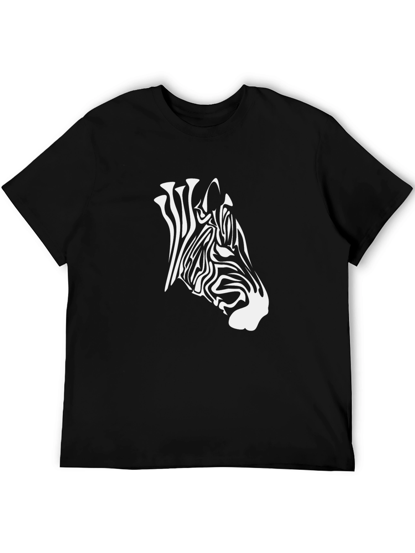 Zebra Head Graphic Print Black T-Shirt