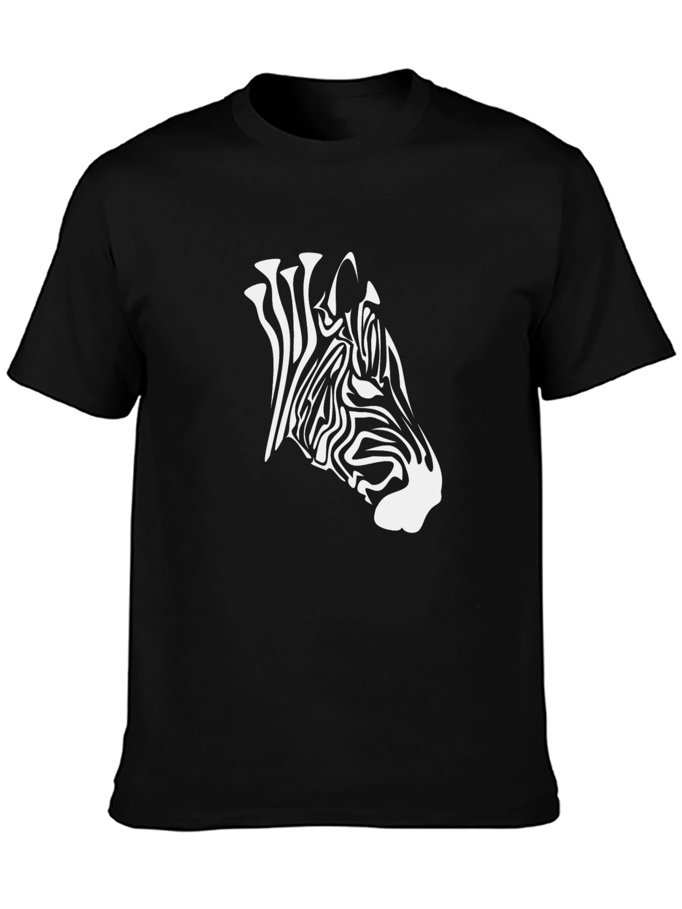 Zebra Head Graphic Print Black T-Shirt