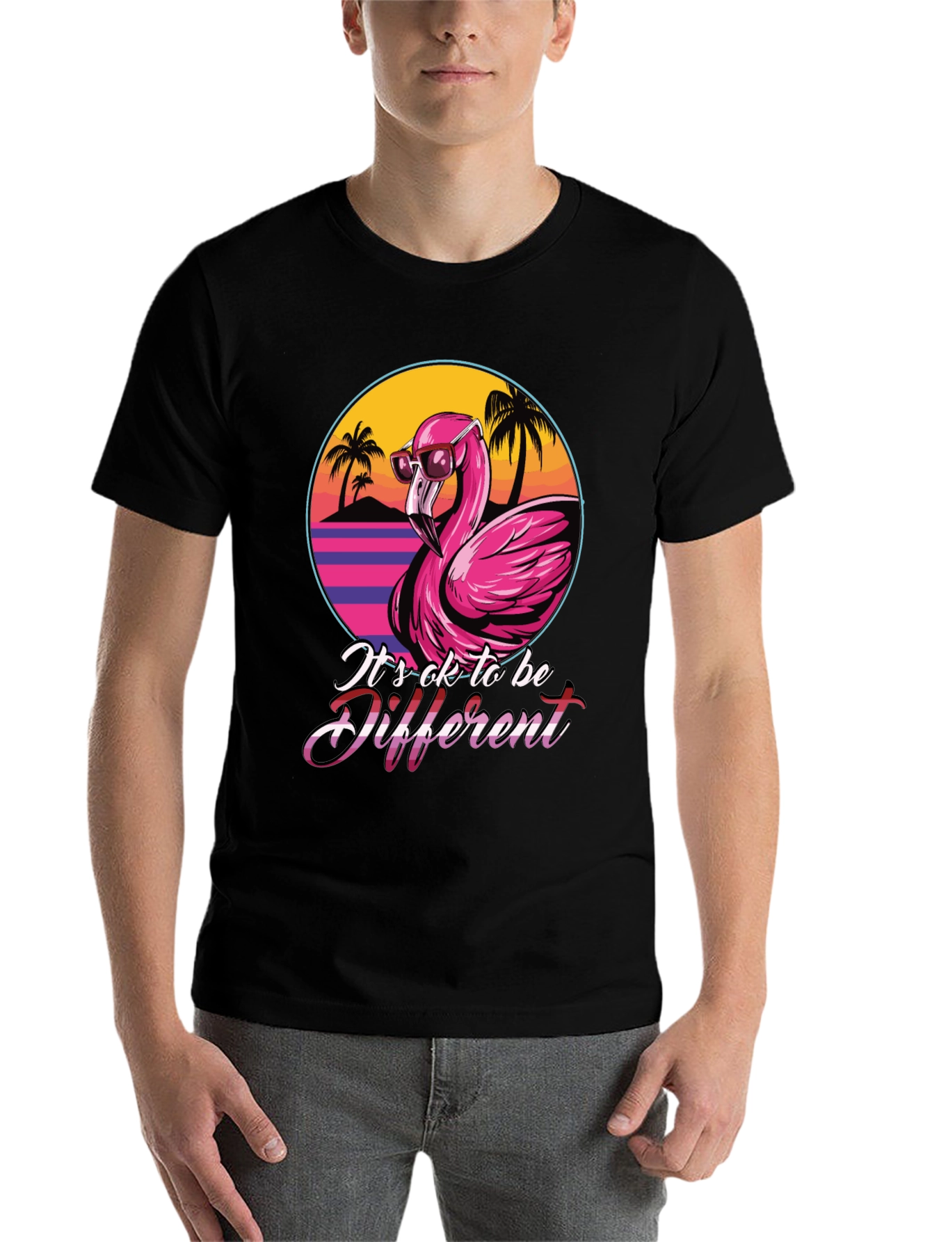 Cool Flamingo Graphic T-Shirt - Its OK to be Different