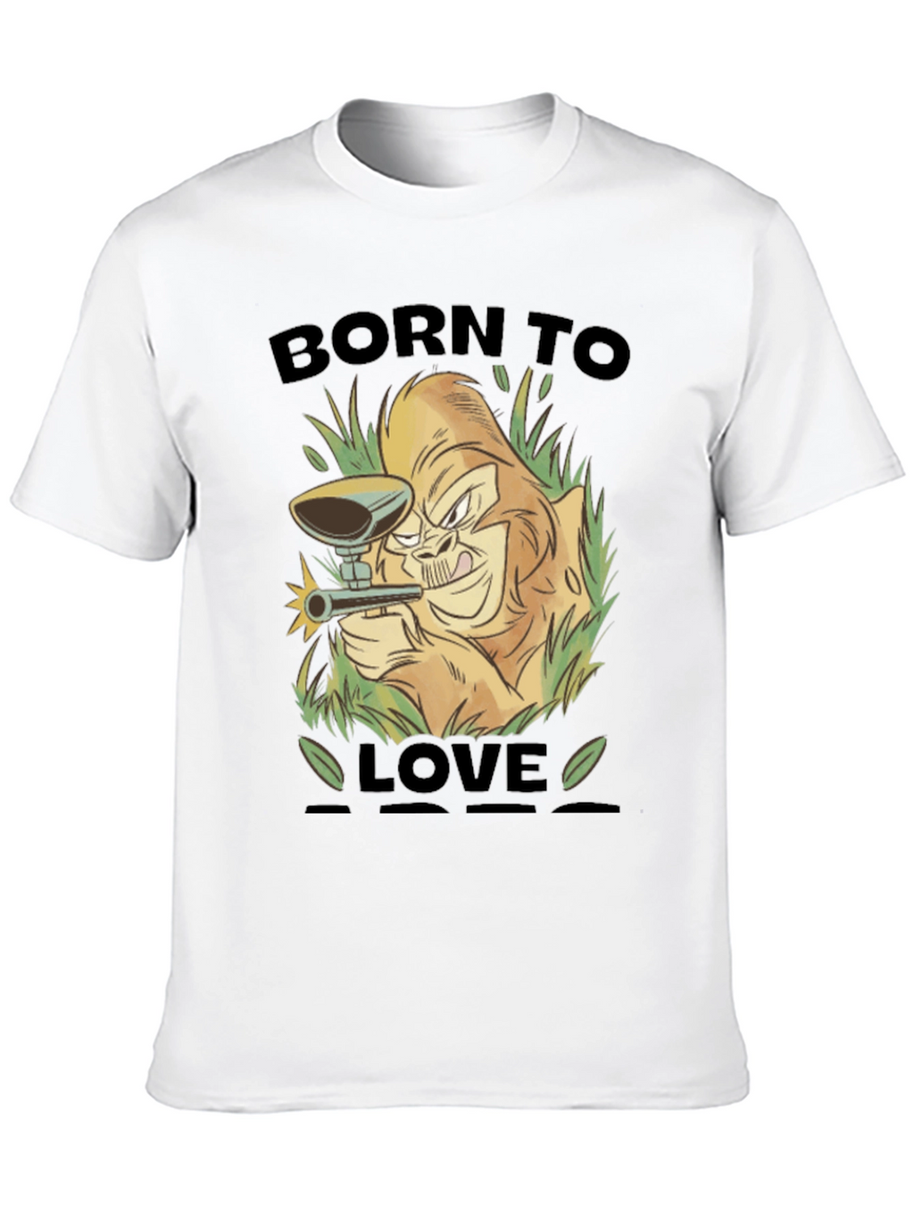 Born To Love Monkey Graphic Black T-Shirt