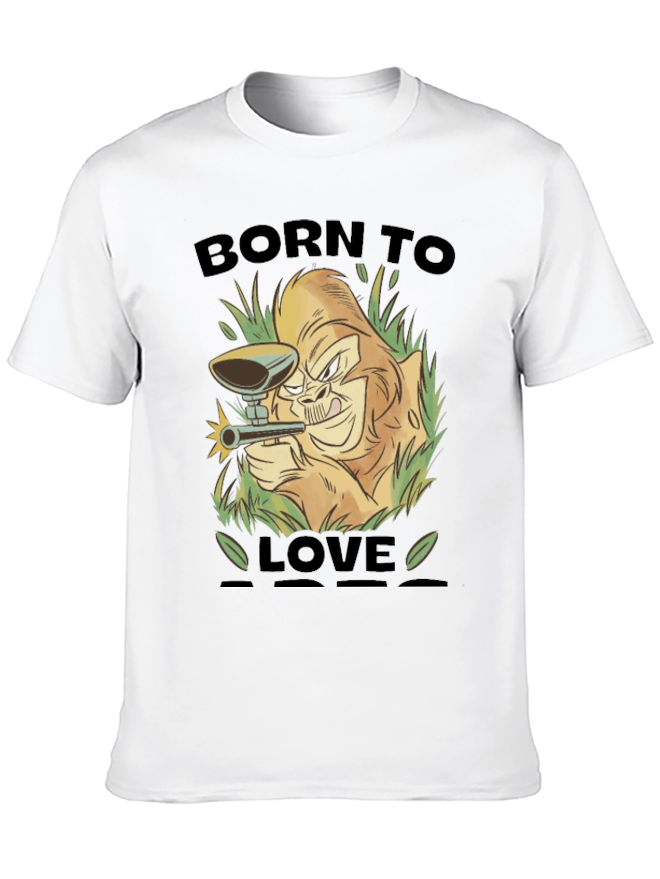 Born To Love Monkey Graphic Black T-Shirt