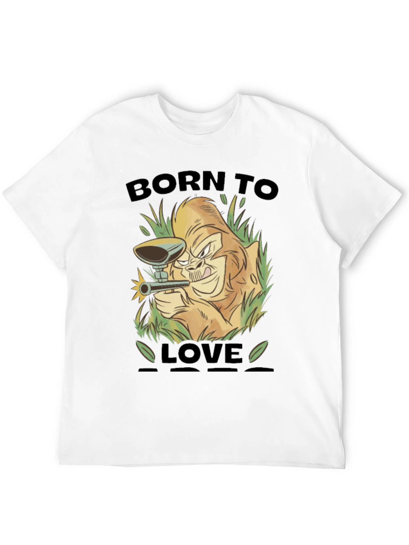 Born To Love Monkey Graphic Black T-Shirt