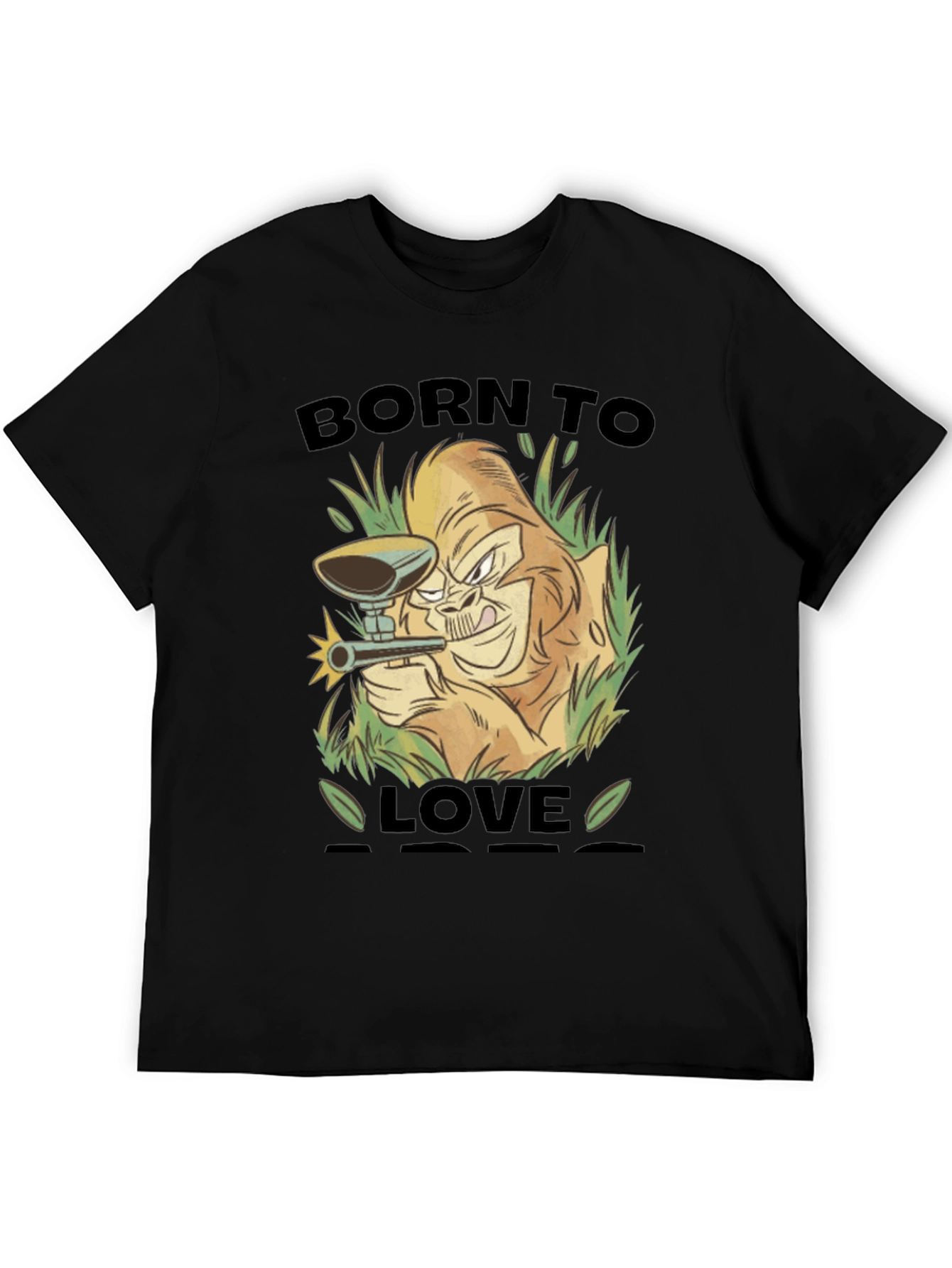 Born To Love Monkey Graphic Black T-Shirt