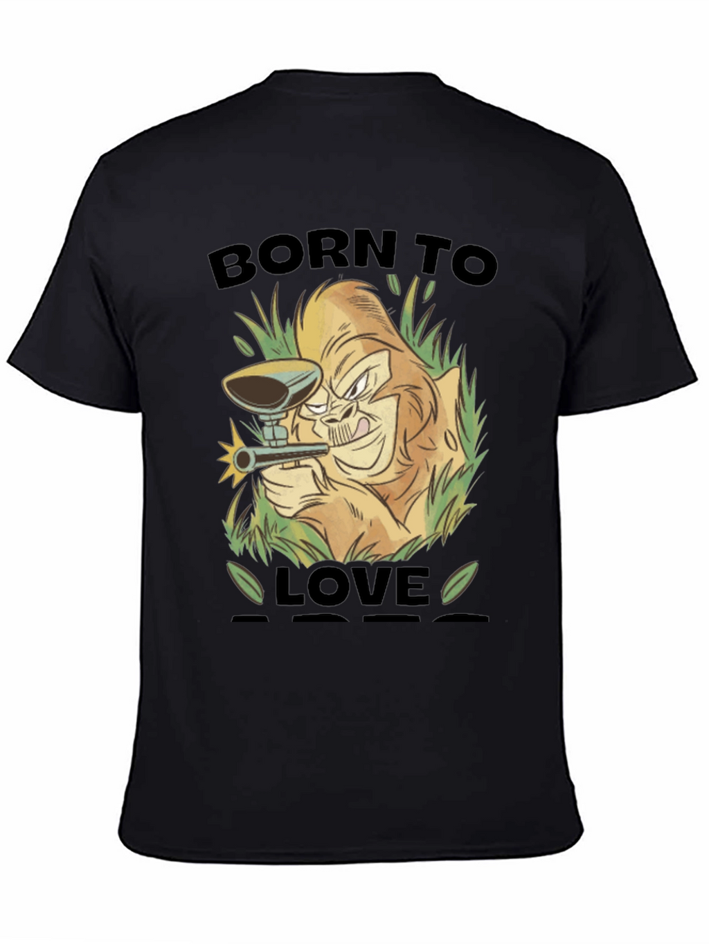Born To Love Monkey Graphic Black T-Shirt