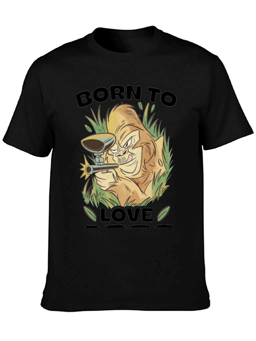 Born To Love Monkey Graphic Black T-Shirt