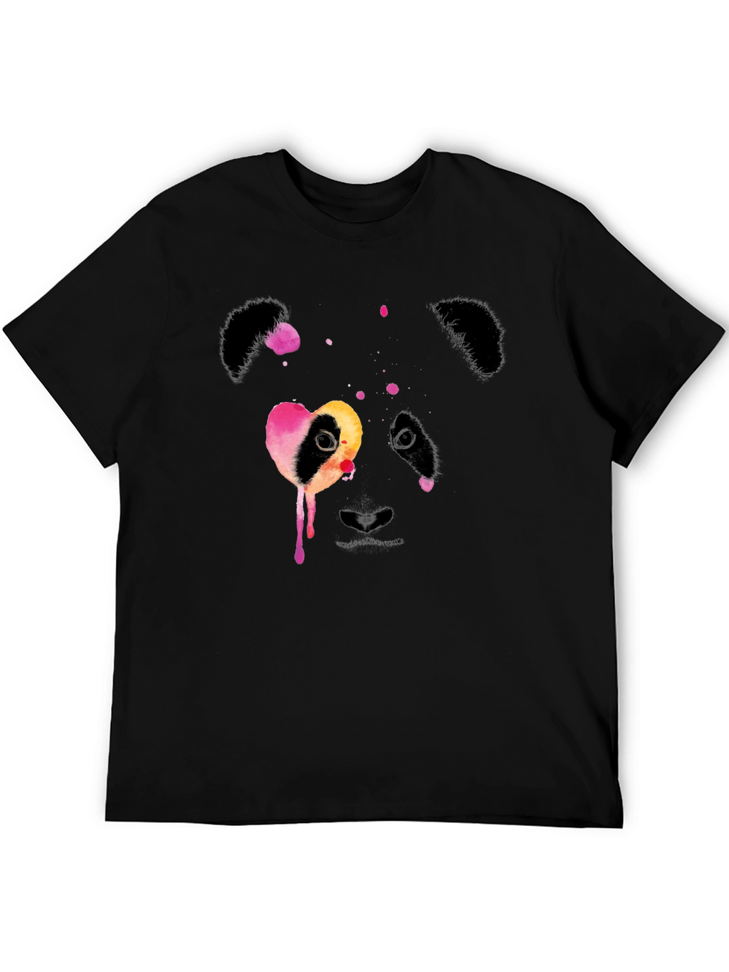 Panda Heart Graphic Black T-Shirt