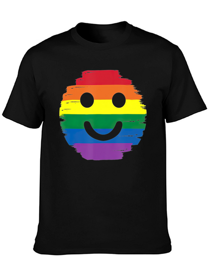 Rainbow Pride Smiley Face Black T-Shirt