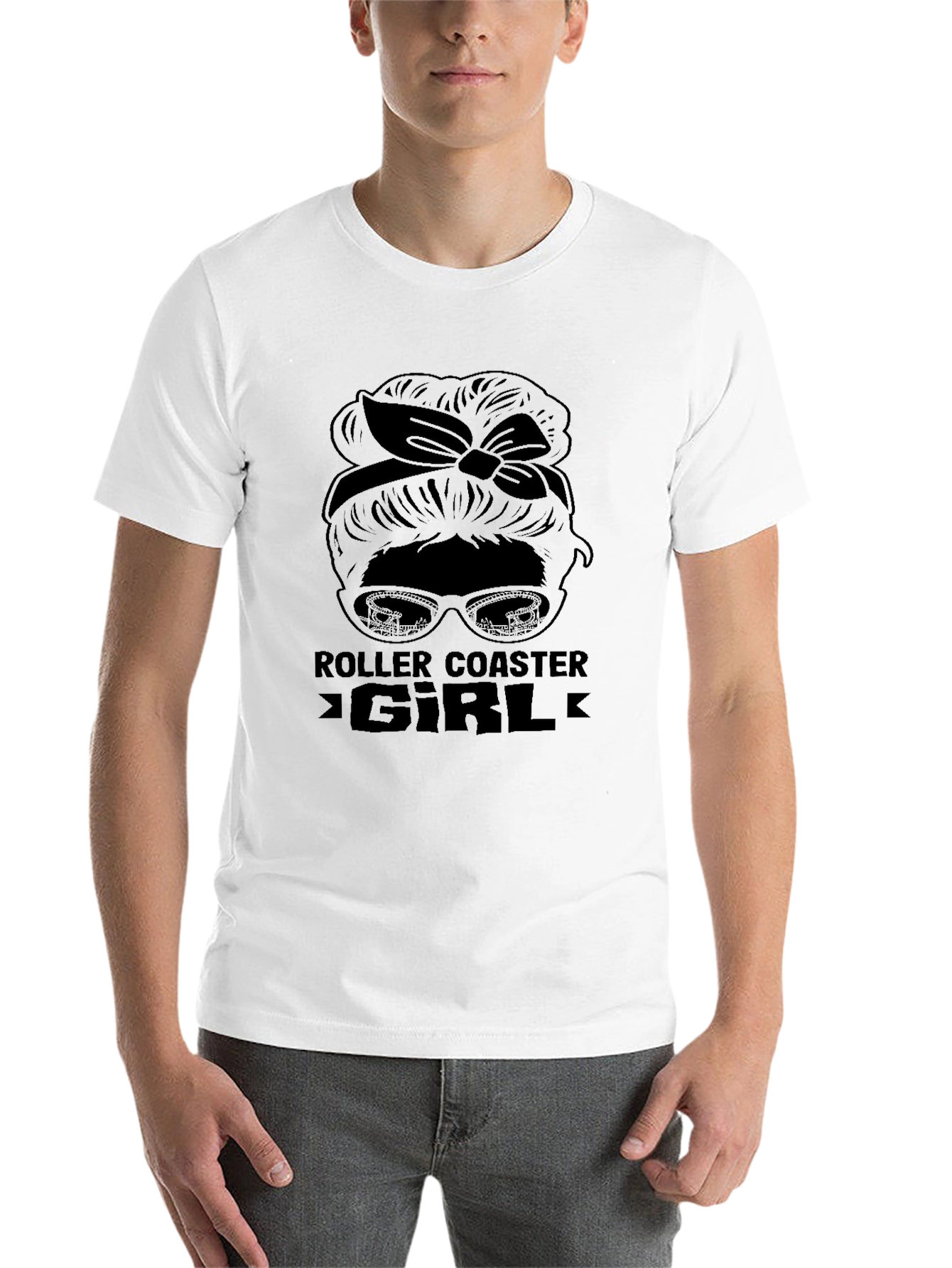 Roller Coaster Girl Messy Bun T-Shirt