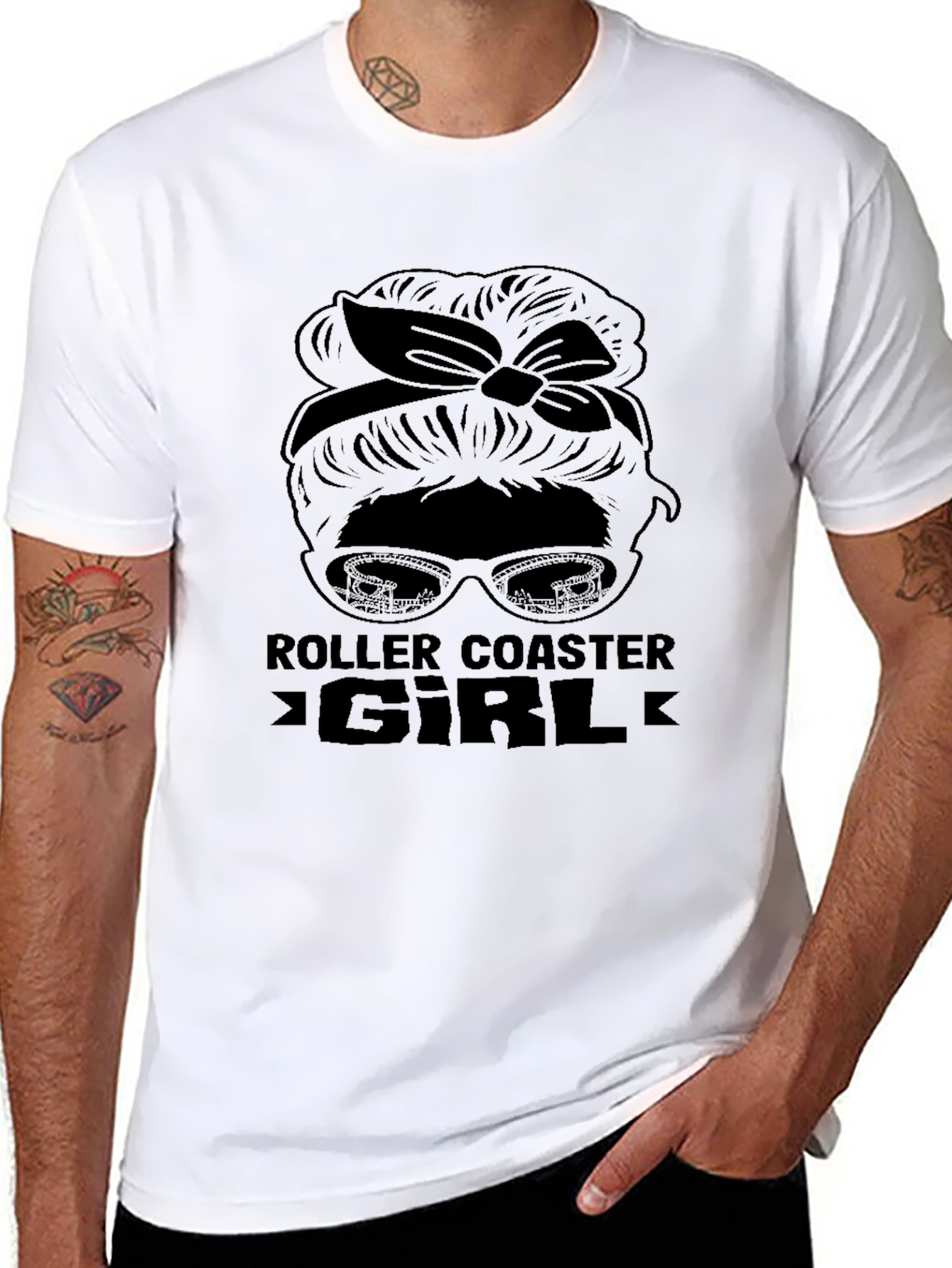 Roller Coaster Girl Messy Bun T-Shirt