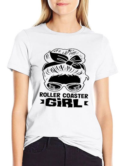 Roller Coaster Girl Messy Bun T-Shirt