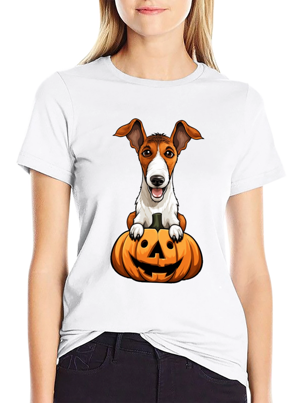 Dog on Pumpkin Halloween T-Shirt