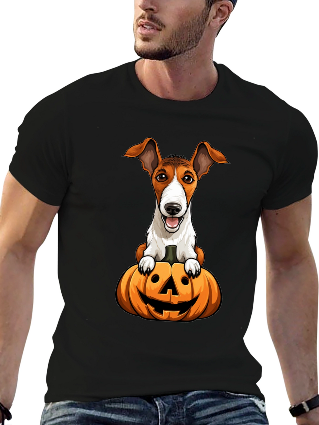 Dog on Pumpkin Halloween T-Shirt