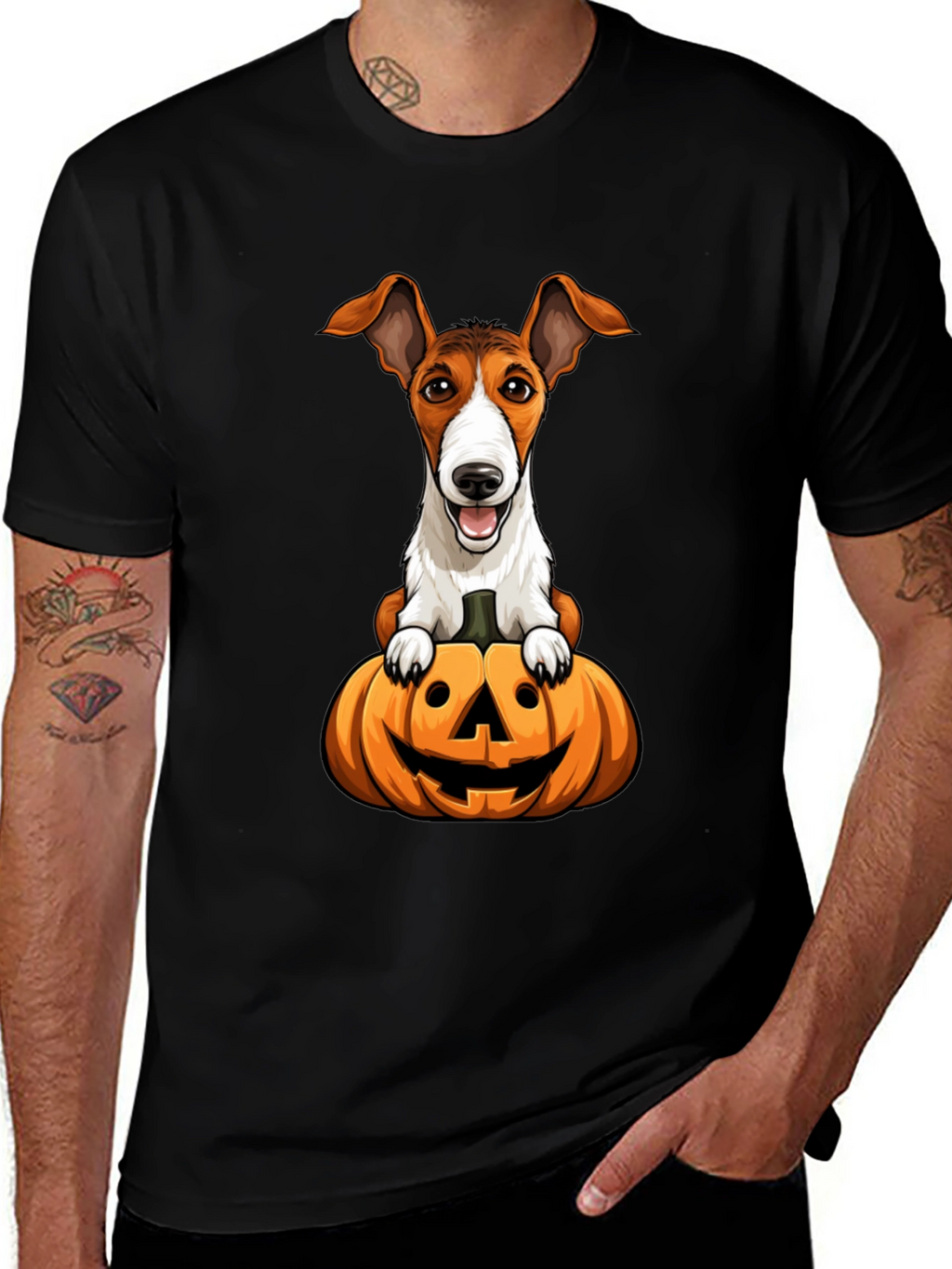 Dog on Pumpkin Halloween T-Shirt