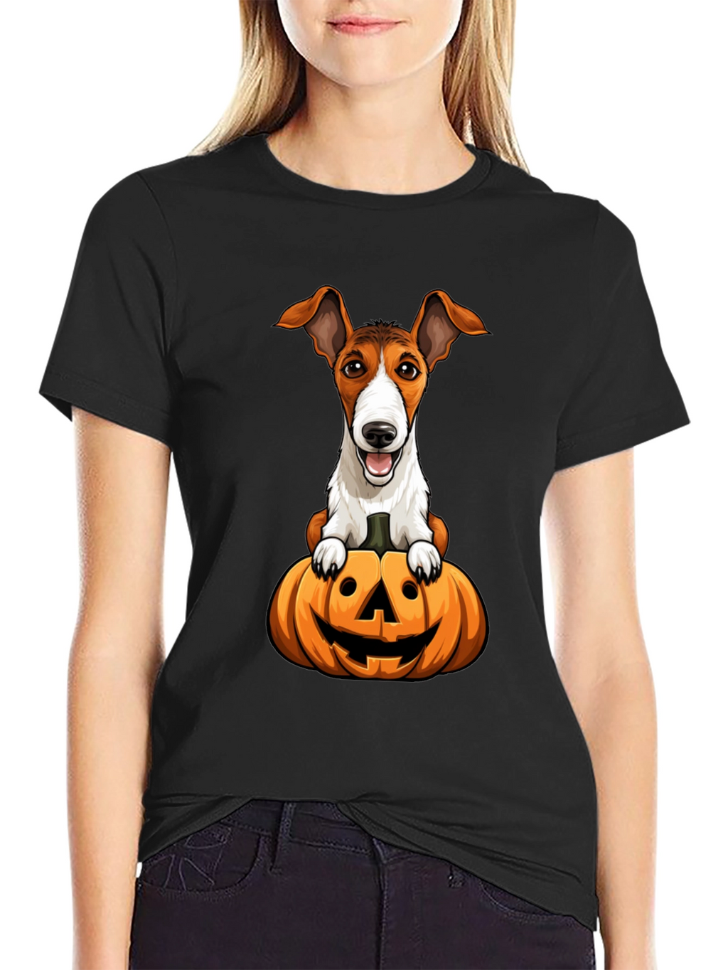 Dog on Pumpkin Halloween T-Shirt