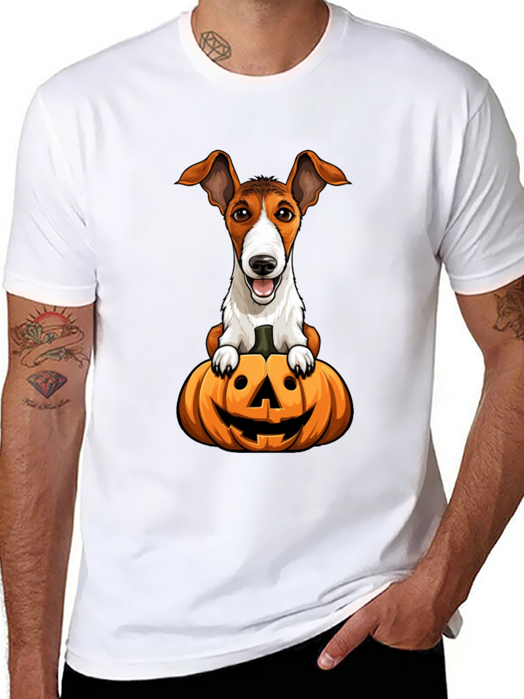 Dog on Pumpkin Halloween T-Shirt
