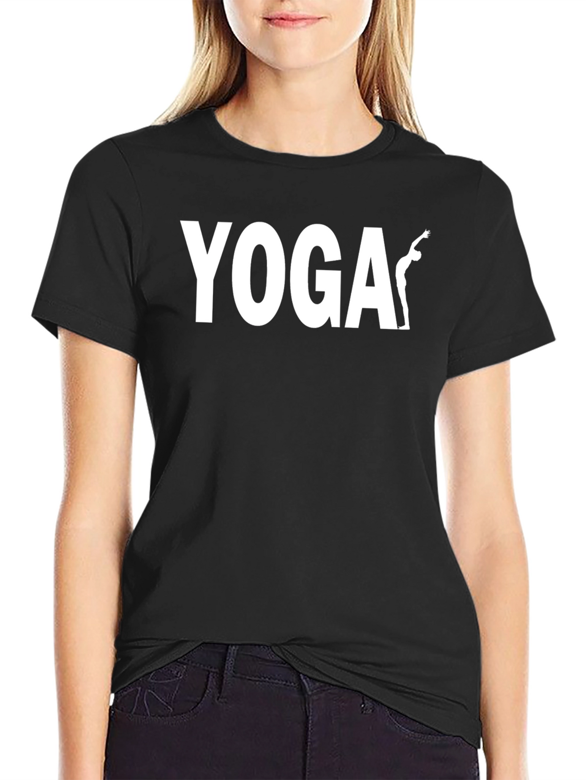 Yoga Graphic Tee - Black Cotton Shirt