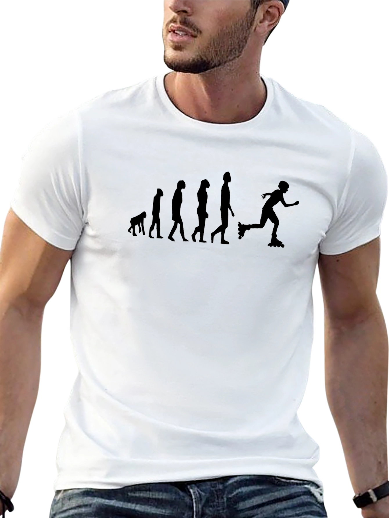 Evolution of Rollerblading Black T-Shirt