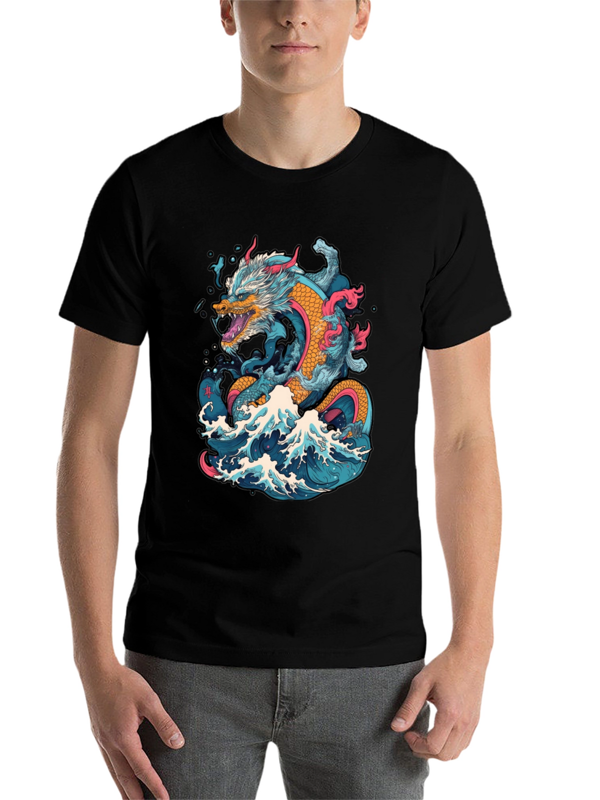 Dragon Wave Graphic Tee - Cool Design