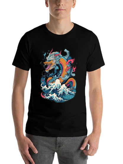 Dragon Wave Graphic Tee - Cool Design