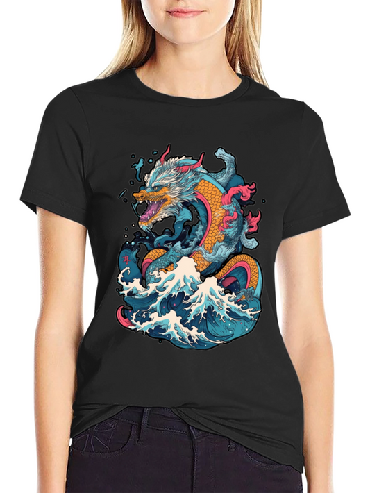 Dragon Wave Graphic Tee - Cool Design