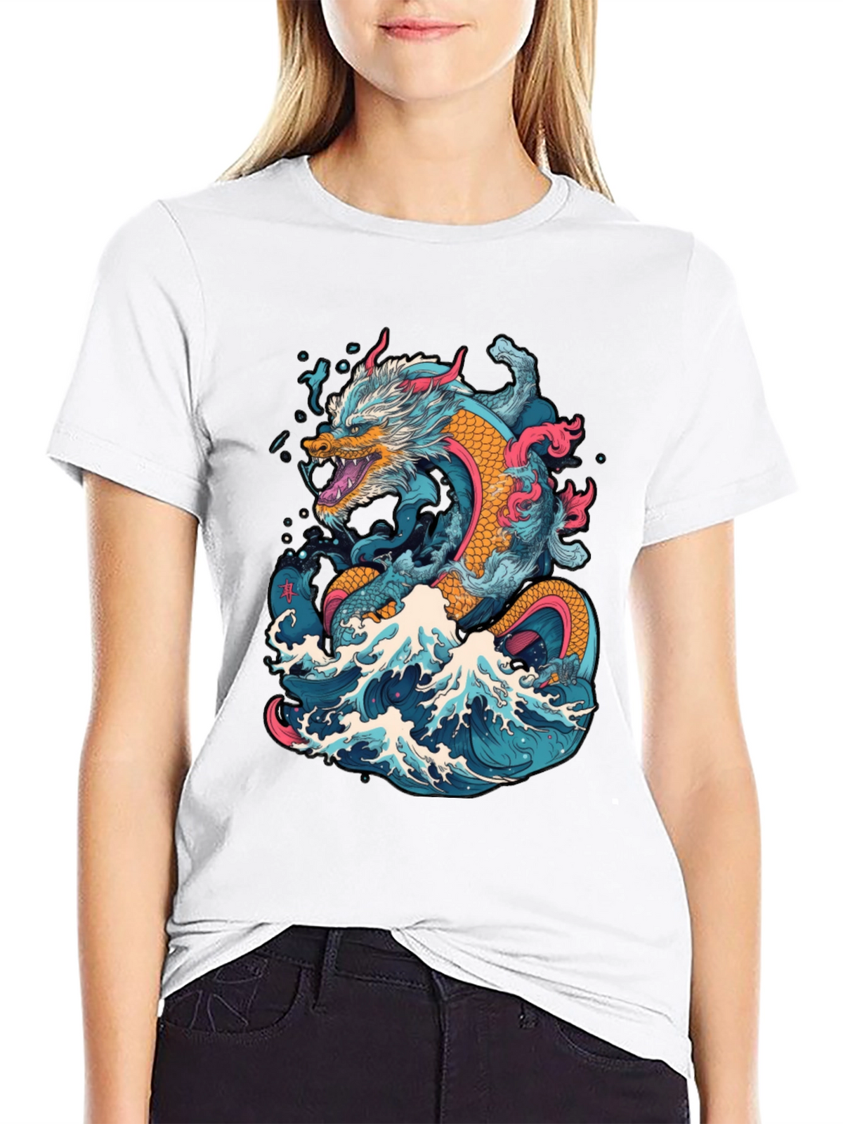 Dragon Wave Graphic Tee - Cool Design