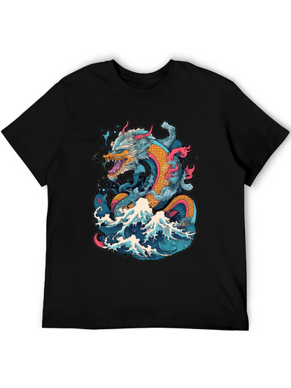 Dragon Wave Graphic Tee - Cool Design