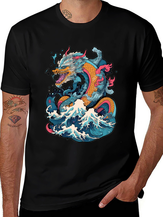 Dragon Wave Graphic Tee - Cool Design
