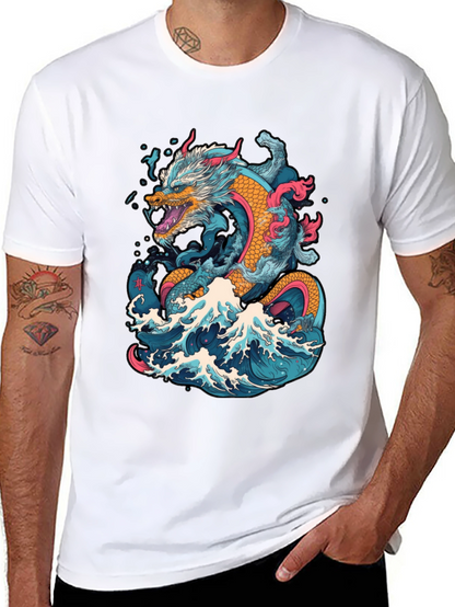 Dragon Wave Graphic Tee - Cool Design
