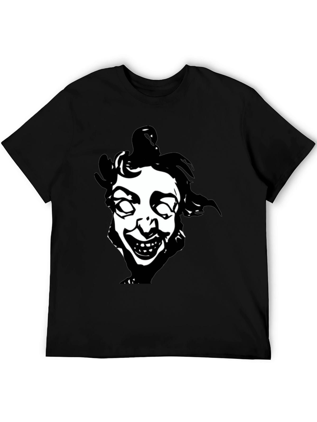 Creepy Clown Face Graphic Black T-Shirt