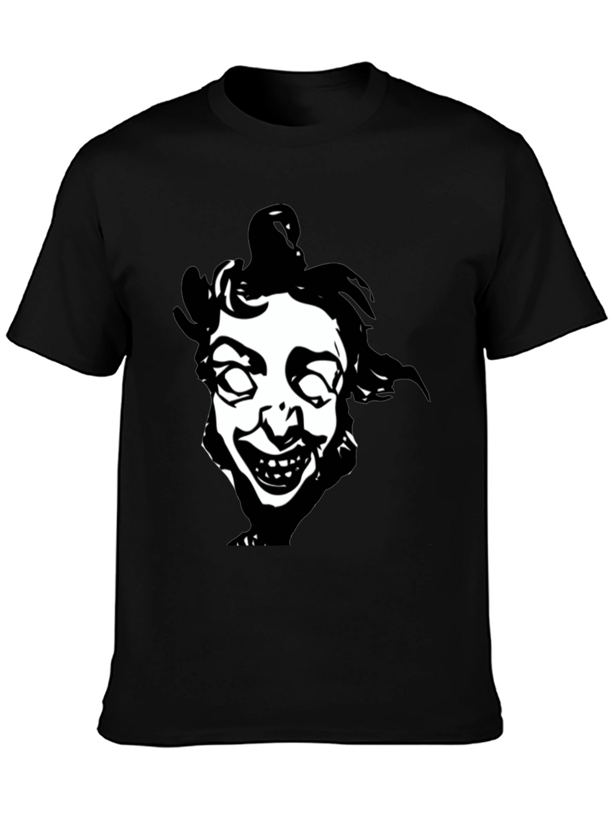 Creepy Clown Face Graphic Black T-Shirt